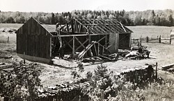 Le vieux hangar pendant sa construction